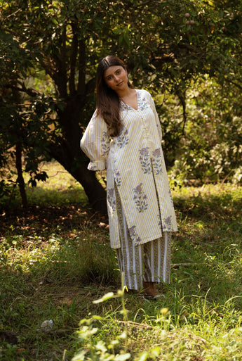 Marigold long blouse with poppy pants