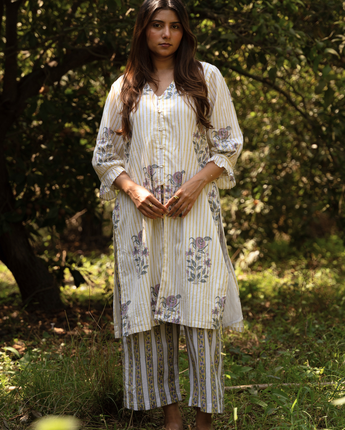 Marigold long blouse with poppy pants